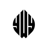 Ywy-Kreis-Buchstaben-Logo-Design mit Kreis- und Ellipsenform. ywy ellipsenbuchstaben mit typografischem stil. Die drei Initialen bilden ein Kreislogo. Ywy-Kreis-Emblem abstrakter Monogramm-Buchstaben-Markierungsvektor. vektor