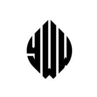 yww-Kreisbuchstaben-Logo-Design mit Kreis- und Ellipsenform. yww ellipsenbuchstaben mit typografischem stil. Die drei Initialen bilden ein Kreislogo. Yww-Kreis-Emblem abstrakter Monogramm-Buchstaben-Markierungsvektor. vektor