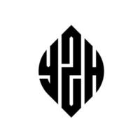 yzh-Kreisbuchstabe-Logo-Design mit Kreis- und Ellipsenform. yzh-Ellipsenbuchstaben mit typografischem Stil. Die drei Initialen bilden ein Kreislogo. yzh-Kreis-Emblem abstrakter Monogramm-Buchstaben-Markenvektor. vektor