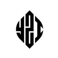 Yzi-Kreisbuchstaben-Logo-Design mit Kreis- und Ellipsenform. Yzi-Ellipsenbuchstaben mit typografischem Stil. Die drei Initialen bilden ein Kreislogo. Yzi-Kreis-Emblem abstrakter Monogramm-Buchstaben-Markierungsvektor. vektor