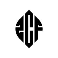 zcf cirkelbokstavslogotypdesign med cirkel och ellipsform. zcf ellipsbokstäver med typografisk stil. de tre initialerna bildar en cirkellogotyp. zcf cirkel emblem abstrakt monogram bokstav märke vektor. vektor