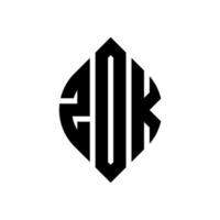 zdk-Kreisbuchstaben-Logo-Design mit Kreis- und Ellipsenform. zdk Ellipsenbuchstaben mit typografischem Stil. Die drei Initialen bilden ein Kreislogo. zdk-Kreis-Emblem abstrakter Monogramm-Buchstaben-Markierungsvektor. vektor