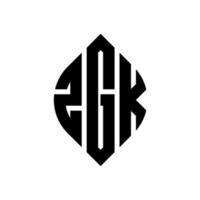 zgk cirkelbokstavslogotypdesign med cirkel och ellipsform. zgk ellipsbokstäver med typografisk stil. de tre initialerna bildar en cirkellogotyp. zgk cirkel emblem abstrakt monogram brev märke vektor. vektor