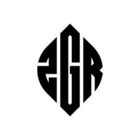 zgr cirkelbokstavslogotypdesign med cirkel- och ellipsform. zgr ellipsbokstäver med typografisk stil. de tre initialerna bildar en cirkellogotyp. zgr cirkel emblem abstrakt monogram bokstav märke vektor. vektor