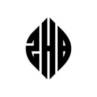 zhb-Kreisbuchstaben-Logo-Design mit Kreis- und Ellipsenform. zhb Ellipsenbuchstaben mit typografischem Stil. Die drei Initialen bilden ein Kreislogo. zhb-Kreis-Emblem abstrakter Monogramm-Buchstaben-Markenvektor. vektor