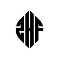 zhf-Kreisbuchstaben-Logo-Design mit Kreis- und Ellipsenform. zhf Ellipsenbuchstaben mit typografischem Stil. Die drei Initialen bilden ein Kreislogo. zhf-Kreis-Emblem abstrakter Monogramm-Buchstaben-Markenvektor. vektor