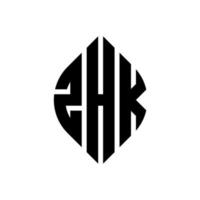 zhk-Kreisbuchstaben-Logo-Design mit Kreis- und Ellipsenform. zhk Ellipsenbuchstaben mit typografischem Stil. Die drei Initialen bilden ein Kreislogo. zhk-Kreis-Emblem abstrakter Monogramm-Buchstaben-Markierungsvektor. vektor