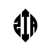 zia cirkel bokstavslogotyp design med cirkel och ellipsform. zia ellips bokstäver med typografisk stil. de tre initialerna bildar en cirkellogotyp. zia cirkel emblem abstrakt monogram brev märke vektor. vektor