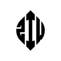 ziw-Kreis-Buchstaben-Logo-Design mit Kreis- und Ellipsenform. ziw ellipsenbuchstaben mit typografischem stil. Die drei Initialen bilden ein Kreislogo. ziw-Kreis-Emblem abstrakter Monogramm-Buchstaben-Markierungsvektor. vektor