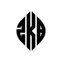 zkb-Kreisbuchstaben-Logo-Design mit Kreis- und Ellipsenform. zkb Ellipsenbuchstaben mit typografischem Stil. Die drei Initialen bilden ein Kreislogo. zkb-Kreis-Emblem abstrakter Monogramm-Buchstaben-Markierungsvektor. vektor