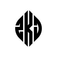 zkj-Kreisbuchstaben-Logo-Design mit Kreis- und Ellipsenform. zkj Ellipsenbuchstaben mit typografischem Stil. Die drei Initialen bilden ein Kreislogo. zkj Kreisemblem abstrakter Monogramm-Buchstabenmarkierungsvektor. vektor