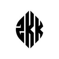 zkk-Kreisbuchstaben-Logo-Design mit Kreis- und Ellipsenform. zkk Ellipsenbuchstaben mit typografischem Stil. Die drei Initialen bilden ein Kreislogo. zkk-Kreis-Emblem abstrakter Monogramm-Buchstaben-Markenvektor. vektor