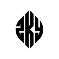 zky cirkel bokstavslogotyp design med cirkel och ellipsform. zky ellipsbokstäver med typografisk stil. de tre initialerna bildar en cirkellogotyp. zky cirkel emblem abstrakt monogram brev märke vektor. vektor