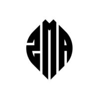 zma-Kreisbuchstaben-Logo-Design mit Kreis- und Ellipsenform. zma ellipsenbuchstaben mit typografischem stil. Die drei Initialen bilden ein Kreislogo. Zma-Kreis-Emblem abstrakter Monogramm-Buchstaben-Markierungsvektor. vektor