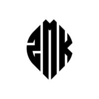 zmk cirkelbokstavslogotypdesign med cirkel och ellipsform. zmk ellipsbokstäver med typografisk stil. de tre initialerna bildar en cirkellogotyp. zmk cirkel emblem abstrakt monogram bokstav märke vektor. vektor