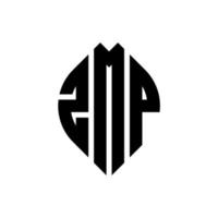 zmp cirkelbokstavslogotypdesign med cirkel- och ellipsform. zmp ellipsbokstäver med typografisk stil. de tre initialerna bildar en cirkellogotyp. zmp cirkel emblem abstrakt monogram bokstav märke vektor. vektor