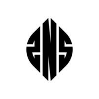 zns-Kreisbuchstaben-Logo-Design mit Kreis- und Ellipsenform. zns Ellipsenbuchstaben mit typografischem Stil. Die drei Initialen bilden ein Kreislogo. zns Kreisemblem abstrakter Monogramm-Buchstabenmarkierungsvektor. vektor