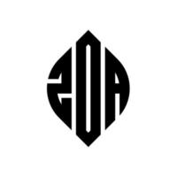 Zoa Circle Letter Logo Design mit Kreis- und Ellipsenform. zoa ellipsenbuchstaben mit typografischem stil. Die drei Initialen bilden ein Kreislogo. Zoa-Kreis-Emblem abstrakter Monogramm-Buchstaben-Markenvektor. vektor