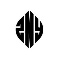 zny Kreisbuchstabe-Logo-Design mit Kreis- und Ellipsenform. zny ellipsenbuchstaben mit typografischem stil. Die drei Initialen bilden ein Kreislogo. Zny-Kreis-Emblem abstrakter Monogramm-Buchstaben-Markierungsvektor. vektor