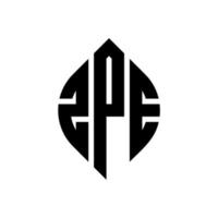 zpe-Kreisbuchstaben-Logo-Design mit Kreis- und Ellipsenform. zpe-ellipsenbuchstaben mit typografischem stil. Die drei Initialen bilden ein Kreislogo. ZPE-Kreisemblem abstrakter Monogramm-Buchstabenmarkierungsvektor. vektor