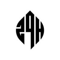 zqh Kreisbuchstabe-Logo-Design mit Kreis- und Ellipsenform. zqh Ellipsenbuchstaben mit typografischem Stil. Die drei Initialen bilden ein Kreislogo. zqh Kreisemblem abstrakter Monogramm-Buchstabenmarkierungsvektor. vektor
