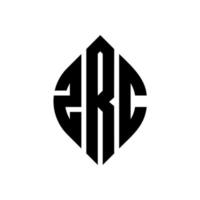 zrc cirkel bokstavslogotyp design med cirkel och ellipsform. zrc ellipsbokstäver med typografisk stil. de tre initialerna bildar en cirkellogotyp. zrc cirkel emblem abstrakt monogram bokstav märke vektor. vektor