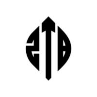 ztb-Kreisbuchstaben-Logo-Design mit Kreis- und Ellipsenform. ztb Ellipsenbuchstaben mit typografischem Stil. Die drei Initialen bilden ein Kreislogo. ztb-Kreis-Emblem abstrakter Monogramm-Buchstaben-Markierungsvektor. vektor