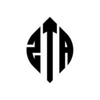 zta cirkel bokstavslogotyp design med cirkel och ellipsform. zta ellips bokstäver med typografisk stil. de tre initialerna bildar en cirkellogotyp. zta cirkel emblem abstrakt monogram bokstaven märke vektor. vektor