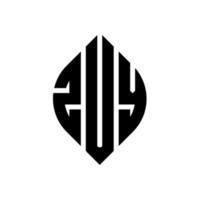 Zuy-Kreis-Buchstaben-Logo-Design mit Kreis- und Ellipsenform. zuy ellipsenbuchstaben mit typografischem stil. Die drei Initialen bilden ein Kreislogo. Zuy-Kreis-Emblem abstrakter Monogramm-Buchstaben-Markenvektor. vektor