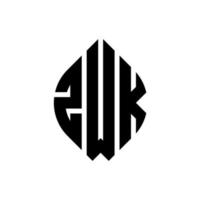 zwk cirkelbokstavslogotypdesign med cirkel- och ellipsform. zwk ellipsbokstäver med typografisk stil. de tre initialerna bildar en cirkellogotyp. zwk cirkel emblem abstrakt monogram brev märke vektor. vektor