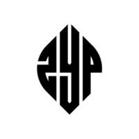 zyp-Kreisbuchstaben-Logo-Design mit Kreis- und Ellipsenform. zyp Ellipsenbuchstaben mit typografischem Stil. Die drei Initialen bilden ein Kreislogo. zyp-Kreis-Emblem abstrakter Monogramm-Buchstaben-Markierungsvektor. vektor