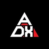 Adx-Dreieck-Buchstaben-Logo-Design mit Dreiecksform. Adx-Dreieck-Logo-Design-Monogramm. Adx-Dreieck-Vektor-Logo-Vorlage mit roter Farbe. adx dreieckiges Logo einfaches, elegantes und luxuriöses Logo. vektor