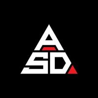 Asd-Dreieck-Buchstaben-Logo-Design mit Dreiecksform. Asd-Dreieck-Logo-Design-Monogramm. ASD-Dreieck-Vektor-Logo-Vorlage mit roter Farbe. asd dreieckiges Logo einfaches, elegantes und luxuriöses Logo. vektor