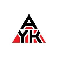 ayk-Dreieck-Buchstaben-Logo-Design mit Dreiecksform. Ayk-Dreieck-Logo-Design-Monogramm. Ayk-Dreieck-Vektor-Logo-Vorlage mit roter Farbe. ayk dreieckiges Logo einfaches, elegantes und luxuriöses Logo. vektor