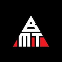 BMT-Dreieck-Buchstaben-Logo-Design mit Dreiecksform. BMT-Dreieck-Logo-Design-Monogramm. BMT-Dreieck-Vektor-Logo-Vorlage mit roter Farbe. bmt dreieckiges logo einfaches, elegantes und luxuriöses logo. vektor