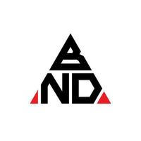 bnd-Dreieck-Buchstaben-Logo-Design mit Dreiecksform. bnd-Dreieck-Logo-Design-Monogramm. bnd-Dreieck-Vektor-Logo-Vorlage mit roter Farbe. bnd dreieckiges Logo einfaches, elegantes und luxuriöses Logo. vektor