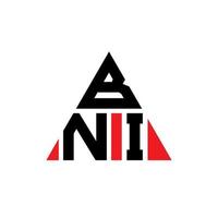 bni triangel bokstavslogotypdesign med triangelform. bni triangel logotyp design monogram. bni triangel vektor logotyp mall med röd färg. bni triangulär logotyp enkel, elegant och lyxig logotyp.