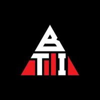 bti triangel bokstavslogotypdesign med triangelform. bti triangel logotyp design monogram. bti triangel vektor logotyp mall med röd färg. bti triangulär logotyp enkel, elegant och lyxig logotyp.