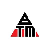 BTM-Dreieck-Buchstaben-Logo-Design mit Dreiecksform. BTM-Dreieck-Logo-Design-Monogramm. BTM-Dreieck-Vektor-Logo-Vorlage mit roter Farbe. btm dreieckiges logo einfaches, elegantes und luxuriöses logo. vektor