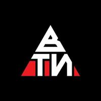 btn-Dreieck-Buchstaben-Logo-Design mit Dreiecksform. BTN-Dreieck-Logo-Design-Monogramm. BTN-Dreieck-Vektor-Logo-Vorlage mit roter Farbe. btn dreieckiges logo einfaches, elegantes und luxuriöses logo. vektor