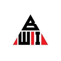 bwi triangel bokstavslogotypdesign med triangelform. bwi triangel logotyp design monogram. bwi triangel vektor logotyp mall med röd färg. bwi triangulär logotyp enkel, elegant och lyxig logotyp.