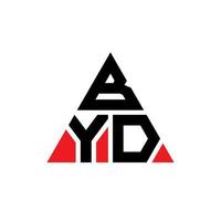 Byd-Dreieck-Buchstaben-Logo-Design mit Dreiecksform. Byd-Dreieck-Logo-Design-Monogramm. Byd-Dreieck-Vektor-Logo-Vorlage mit roter Farbe. Byd dreieckiges Logo einfaches, elegantes und luxuriöses Logo. vektor
