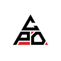 cpo-Dreieck-Buchstaben-Logo-Design mit Dreiecksform. cpo-Dreieck-Logo-Design-Monogramm. cpo-Dreieck-Vektor-Logo-Vorlage mit roter Farbe. cpo dreieckiges Logo einfaches, elegantes und luxuriöses Logo. vektor