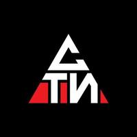 ctn-Dreieck-Buchstaben-Logo-Design mit Dreiecksform. ctn-Dreieck-Logo-Design-Monogramm. ctn-Dreieck-Vektor-Logo-Vorlage mit roter Farbe. ctn dreieckiges Logo einfaches, elegantes und luxuriöses Logo. vektor