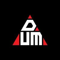 Dum-Dreieck-Buchstaben-Logo-Design mit Dreiecksform. Dum-Dreieck-Logo-Design-Monogramm. Dum-Dreieck-Vektor-Logo-Vorlage mit roter Farbe. dum dreieckiges Logo einfaches, elegantes und luxuriöses Logo. vektor