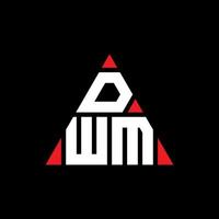 dwm triangel bokstavslogotypdesign med triangelform. dwm triangel logotyp design monogram. dwm triangel vektor logotyp mall med röd färg. dwm triangulär logotyp enkel, elegant och lyxig logotyp.