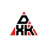 dxk triangel bokstavslogotypdesign med triangelform. dxk triangel logotyp design monogram. dxk triangel vektor logotyp mall med röd färg. dxk triangulär logotyp enkel, elegant och lyxig logotyp.