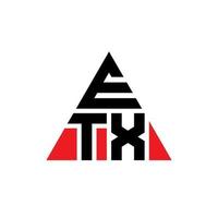 etx-Dreieck-Buchstaben-Logo-Design mit Dreiecksform. ETX-Dreieck-Logo-Design-Monogramm. ETX-Dreieck-Vektor-Logo-Vorlage mit roter Farbe. etx dreieckiges Logo einfaches, elegantes und luxuriöses Logo. vektor