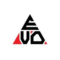 Evo-Dreieck-Buchstaben-Logo-Design mit Dreiecksform. Evo-Dreieck-Logo-Design-Monogramm. Evo-Dreieck-Vektor-Logo-Vorlage mit roter Farbe. evo dreieckiges Logo einfaches, elegantes und luxuriöses Logo. vektor