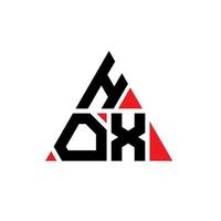 Hox-Dreieck-Buchstaben-Logo-Design mit Dreiecksform. Hox-Dreieck-Logo-Design-Monogramm. Hox-Dreieck-Vektor-Logo-Vorlage mit roter Farbe. Hox dreieckiges Logo einfaches, elegantes und luxuriöses Logo. vektor